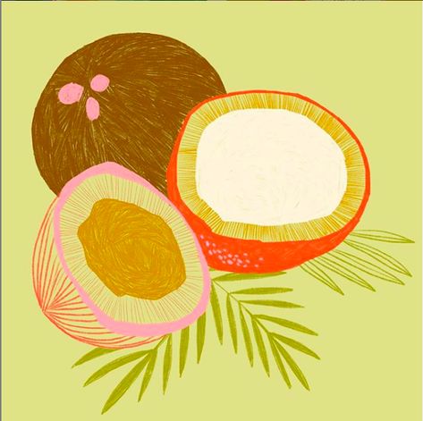 Marisol Ortega Color Palette Illustration, Coconut Illustration, Marisol Ortega, Palette Illustration, Fruit Drawing, Fruit Fruit, Fruits Drawing, Illustration Food, Illustrators On Instagram