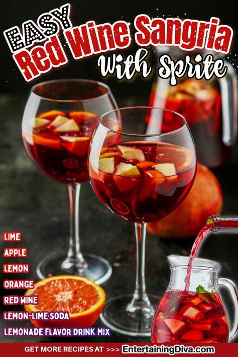 Easy Red Wine Sangria With Sprite | Sangria Recipes Sangria With Sprite, Party Jello Shots, Best Jello Shot Recipes, Hair Growth Smoothie Recipes, Punch For A Crowd, Vodka Jello Shots, Hair Growth Smoothie, Best Sangria, Best Sangria Recipe