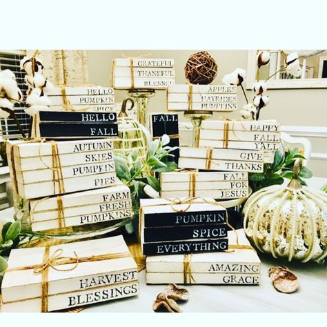 Marie Sosa on Instagram: “Happy Sunday Friends💕 It’s almost time to start thinking about FALL decor and cooler weather...lol I’m melting over here ☀️🤣) check out my…” Book Wedding Centerpieces, Stamped Books, Books Wedding, Farmhouse Books, Harvest Blessings, New Baby Announcements, Zip Code Gifts, Fallen Book, Book Stamp