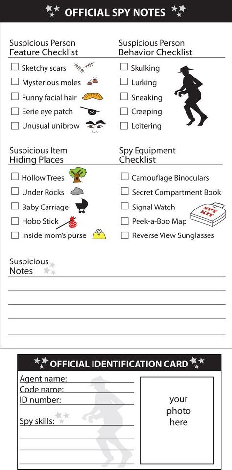 Download and print out as many of the spy note worksheets as you like. Spy Camp, Spy Activities, Spy Training, Spy Stuff, Spy Games For Kids, Spy School, Spy Glasses, Secret Agent Party, Spy Equipment