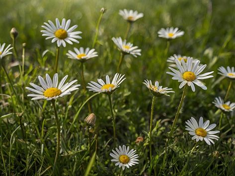 Wild Daisies In A Green Meadow#pikbest##Photo Wild Daisies, Green Grass Background, Grass Background, Wild Flower Meadow, Green Meadow, Conifer Trees, Meadow Flowers, Growing Flowers, Green Trees