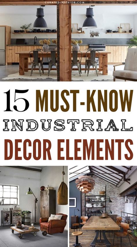 15 Industrial Home Decor Elements Industrial Decor Living Room, Industrial Style Living Room, Industrial Style Bedroom, Modern Industrial Farmhouse, Industrial Room, Industrial Farmhouse Decor, Industrial Style Interior, Modern Industrial Decor, Metal Beam