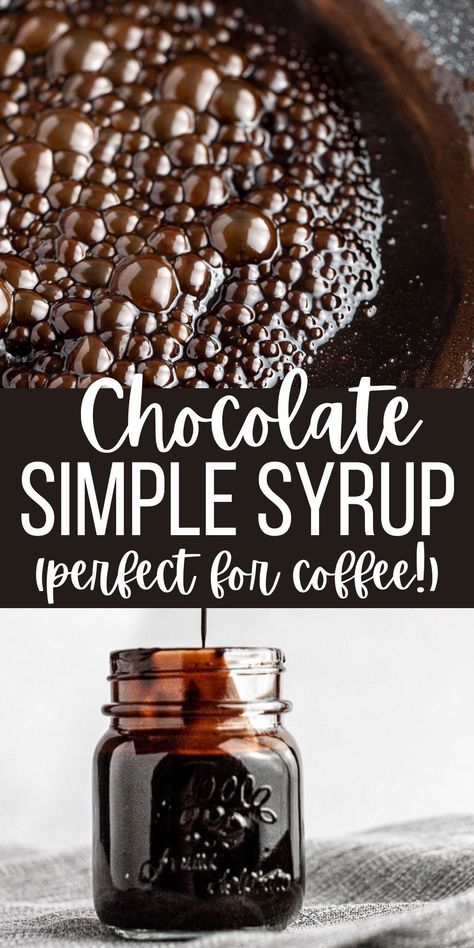 Chocolate Mint Simple Syrup, How To Make Chocolate Syrup With Cocoa, Homemade Chocolate Syrup For Coffee, Chocolate Simple Syrup For Cakes, Fall Simple Syrup, Diy Simple Syrup For Coffee, Hazelnut Simple Syrup, Syrup Recipes For Coffee, Shelf Stable Coffee Syrup