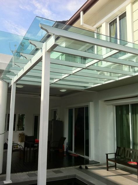 Glass Awning, Glass Roof Extension, Skylight Glass, Canopy Glass, Showroom Ideas, House Awnings, Skylight Design, Skylight Window, Glass Extension