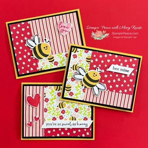 Stampin' Peace | Mary Knabe, Independent Stampin' Up! Demonstrator Bee My Valentine Stampin Up Cards, Saleabration 2024, Honeybee Cards, Bee Valentines Cards, Valentine 2024, Wonder Valley, Bee My Valentine, Stampin Up Valentine Cards, Bee Mine Valentine