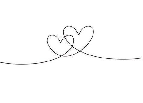 One Line Heart Tattoo, Heart Line Art Simple, Heart Drawing Cute Simple, Mini Tattoos Heart, 3 Heart Tattoo, Heart Line Tattoo, Simple Heart Drawing, Simple Heart Tattoo Designs, 3 Hearts Tattoo Ideas