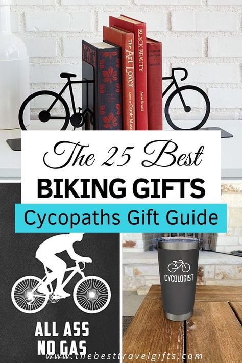 The 25 best biking gifts. Cycopaths gift guide with three photos of biking items Cycling Gifts For Men, Gifts For Mountain Bikers, Gifts For Cyclists Men, Gifts For Cyclists, Heads In The Clouds, 25 Gift Ideas, 50th Birthday Men, Bicycle Gift, Cyclist Gifts