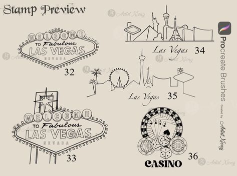 Las Vegas Casino Stamp Brushes for Procreate - Etsy Las Vegas Theme Tattoo, Tattoos To Get In Vegas, Vegas Tattoo Small Simple, Vegas Themed Tattoos, Las Vegas Sign Tattoo, Vegas Sign Tattoo, Small Vegas Tattoo Ideas, Las Vegas Tattoo Ideas, Vegas Tattoo Ideas