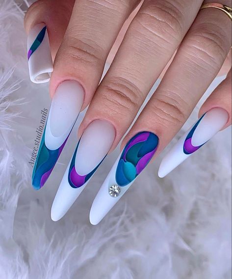 Minimal Nails Art, Purple Nail Art, Nail Drawing, Model Nails, Fancy Nails Designs, French Nail Art, Minimal Nails, Nail Design Inspiration, Purple Nail