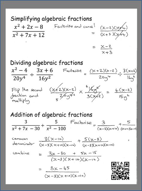 Algebraic Fractions, Gcse Maths, College Math, Math Charts, Learn Math, How To Simplify, Learning Mathematics, Algebraic Expressions, Math Tutorials