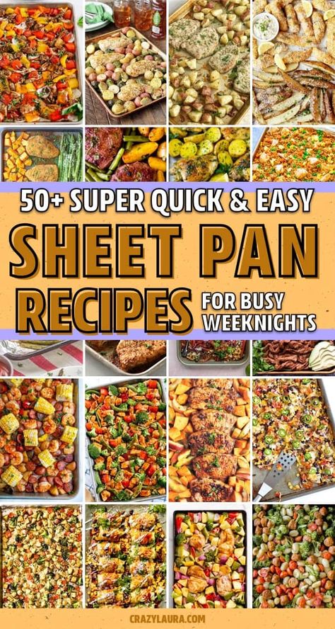 If you need a super quick and easy weeknight meal for the family, these sheet pan recipes will have dinner on the table in less than an hour! #sheetpandinner #sheetpanmeal #sheetpanrecipe #quickdinner #easydinner #dinnerrecipe Sheet Pan Meals Chicken, Sheet Pan Dinners Chicken, Easy Sheet Pan Dinners, Sheet Pan Suppers, Sheet Pan Dinners Recipes, Healthy Turkey, Recipe Sheets, Pan Recipes, Cooking Pan