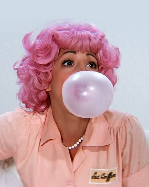 Hey Nic, I did something radical with my hair today. I AM the ultimate beauty school drop-out now! ;) Frenchy Grease, Grease Movie, Dyed Hair Pastel, Tout Rose, Catty Noir, Colors And Emotions, Olivia Newton John, Beauty School, Pastel Hair