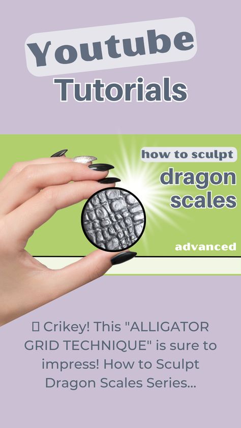 This is an "Alligator Grid Technique" where I'll show you the QUICK & EASY way how to sculpt dragon scales in polymer clay! Crikey! Yes alligator scales are amazingly detailed and look stunning on dragons. All my Polymer clay dragon scales secrets will be revealed... #polymerclay #howtosculptscales #dragonscales #sculptingscales #sculptscales #sculptcrocodilescales #sculptalligatorscales #crocodile # alligator Scales Tutorial, Dragon Horns, Clay Works, Polymer Clay Dragon, Dragon Scales, Clay Dragon, Alligator Skin, Dragon Scale, Youtube Tutorials