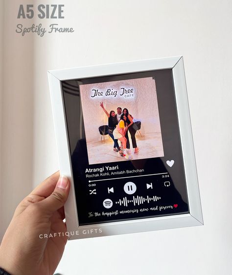 A5 size Spotify Frame 🖤 🌟DM for price 🌟 Our best selling product 😍😌 . Delivery all over India 🚚🇮🇳 #spotifyframe #spotifyframes #photoframe #friendsframe Spotify Frame, Frame Sizes, Photo Frame, India, Things To Sell, Frame, Quick Saves