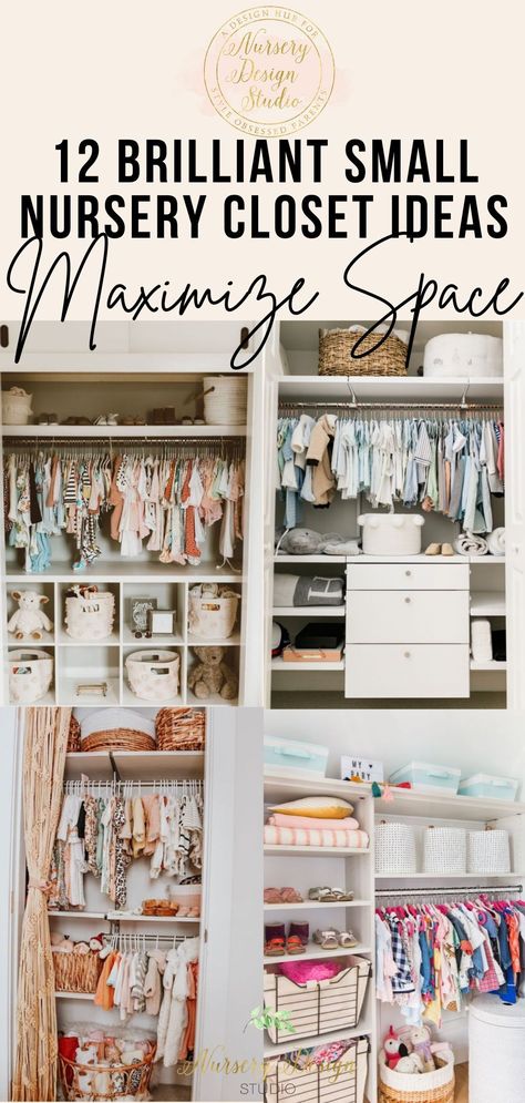 SMALL NURSERY CLOSET IDEAS HOW TO MAXIMIZE SPACE AND STORE MORE (2) Nursery Closet Shelf, Small Closet Organization Ideas Kids, Toddler Closet Organization Ideas, Small Baby Closet Organization, Small Nursery Closet, Baby Closet Ideas, Nursery Closet Ideas, Toddler Closet Organization, Toddler Closet