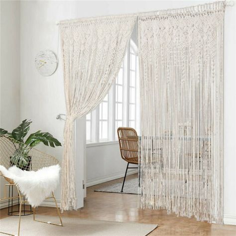 Curtain Doorway Bedroom, Grandma Apartment, Bohemian Decor Wedding, Mantle Decor Diy, Arch Bedroom, Table Runner Macrame, Woven Door, Bags Macrame, Macrame Wedding Decor