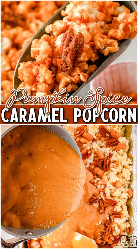 Pumpkin spice caramel popcorn combines the best flavors into one incredible treat! This recipe for homemade caramel popcorn adds warm Fall spices into sweet caramel corn everyone enjoys. Pumpkin Spice Popcorn Recipe, Pumpkin Spice Popcorn, Carmel Popcorn Recipe, Homemade Caramel Popcorn, Spiced Popcorn, Popcorn Recipes Caramel, Popcorn Treats, Jessica Williams, Butter Popcorn