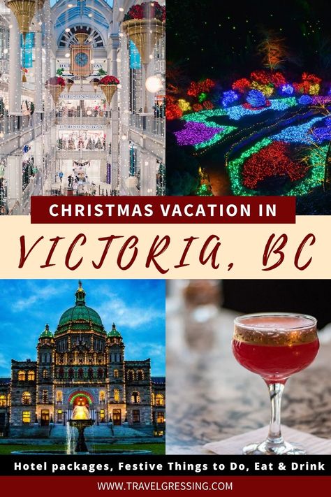 From the the twinkling red and green lights of British Columbia’s Parliament buildings to the magical wonderland of the Butchart Gardens, Victoria continues to embrace the festive season in new and adapted ways this year. Here are a few suggestions on where to stay, eat & drink, and things to do during Christmas in Victoria. ***victoria | victoria trip ideas | victoria travel | British Columbia | victoria ideas | travel victoria | victoria vacation | Vancouver island vacation | victoria bc Visiting Victoria Bc, Victoria Bc Winter, Things To Do During Christmas, Victoria Christmas, Green Lights, Victoria Island, Butchart Gardens, Instagram Locations, Victoria Canada