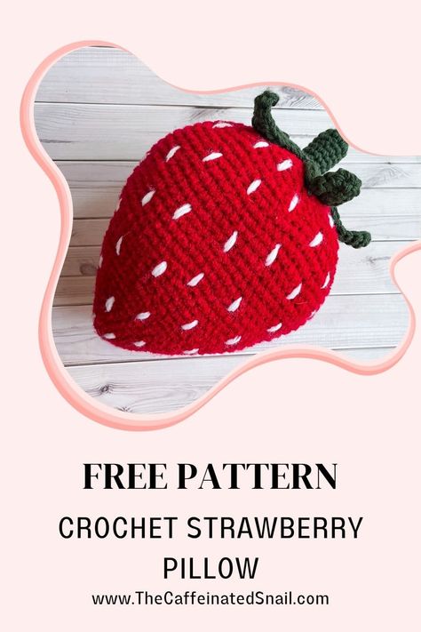 Strawberries create a lovely aesthetic. So why not make a giant crochet strawberry pillow to cuddle up to using my Crochet Strawberry Pillow Pattern! The pattern works up quickly so you can enjoy your strawberry pillow in no time. Jumbo Strawberry Crochet Pattern, Crochet Strawberry Pillow Pattern Free, Strawberry Crochet Pattern Free, Strawberry Pillow Pattern, Strawberry Pillow Crochet, Crochet Strawberry Pattern Free, Crochet Strawberry Pillow, Strawberry Crochet Pattern, Sunflower Afghan