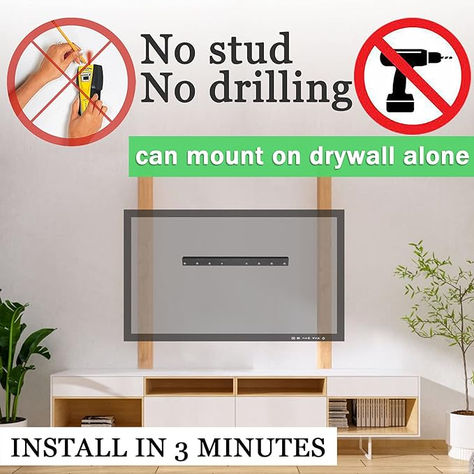 I know this might seem crazy ONLY 3 Minutes. But hear me out drywall no stud hanger for TV is constructed of high-quality cold-formed steel for the ultimate in safety and reliability to keeping your TV, max load capacity is 99lbs, Now that is impressive. GIVE IT A TRY. Large Tv Console, Industrial Entertainment Center, Tilting Tv Wall Mount, Flat Tv, Tv Wall Mount Bracket, Dry Wall, Mid Century Modern Desk, Tv Wall Brackets, Tv Wall Mount