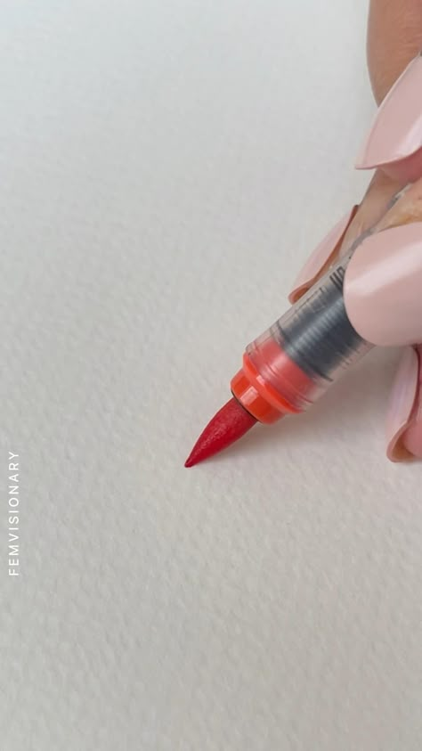 Join for 1 month free What To Draw Easy Ideas Watercolor Painting, Watercolor Pens Art For Beginners, What To Do With Brush Pens, Things To Do With Brush Pens, Brush Pen Techniques, Cute Drawings With Brush Pens, Easy Brushpen Drawing, Marker Watercolor Art, Watercolor Markers Art For Beginners