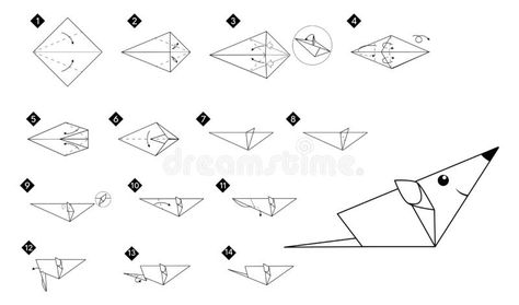 How to make origami mouse or rat step by step. How to make origami mouse or rat. Black line monochrome step by step instructions. Easy DIY for kids royalty free illustration Easy Diy For Kids, Kids Illustration, How To Make Origami, Free Illustration, Black Line, Rodents, Free Illustrations, Step By Step Instructions, Rats