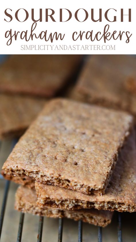 Sourdough Gram Crackers, Easy Sourdough Crackers, Discard Sourdough Crackers, Grahman Crackers Recipe, Whole Wheat Sourdough Recipes, Sourdough Graham Crackers, Sourdough Discard Crackers Recipes, Graham Cracker Recipe, Sourdough Discard Crackers