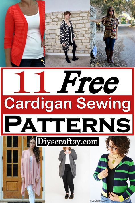 Cardigan Sewing Pattern, Diy Cardigan, Sewing Patterns For Women, Free Sewing Patterns, Cocoon Cardigan, Old Sweater, Maxi Dress Pattern, Classic Cardigan, Comfortable Sweater