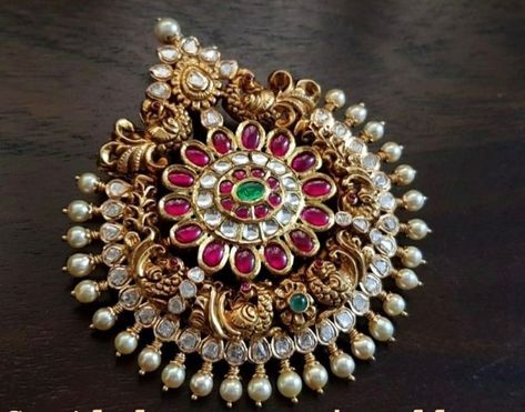 Nagaram Designs, Nagaram Pendant, Antique Necklaces Design, Gold Jewelry Outfits, Gold Earrings Models, Bridal Jewellery Design, Pearl Jewelry Design, Antique Jewellery Designs, Beautiful Gold Necklaces