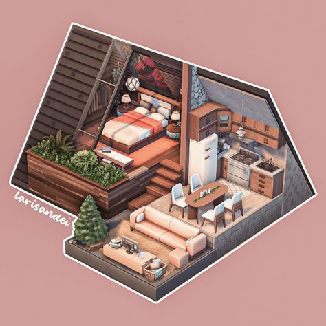 Attic Room Sims 4, Sims 4 Attic Cc, Sims 4 Custom Builds, Sims 4 Basic House, The Sims 4 Apartment Ideas, Sims 4 Attic, Thesims4 Houses, Sims 4 Inspiration People, Sims 4 Tiny House Floor Plans