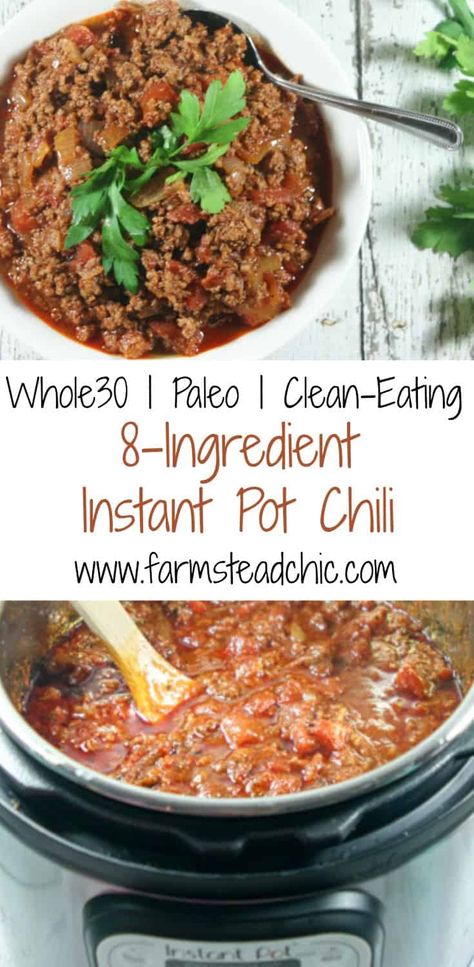 Instant Pot Whole 30, Whole30 Chili, Paleo Instant Pot, Instant Pot Chili, Paleo Chili, Beef Food Recipes, Paleo Crockpot, Instant Pot Meals, Ditch The Carbs