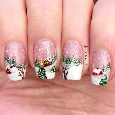 Nail Art Noel, Fashion Nail Art, Xmas Nail Art, Art Designs Ideas, Tree Nails, Finger Nail Art, Christmas Gel Nails, Christmas Nail Art Designs, Winter Nail Art