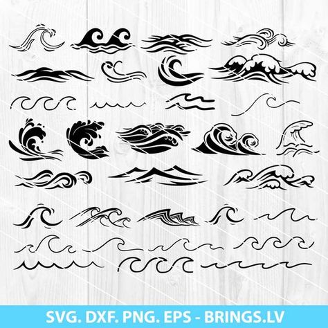 Ocean Wave Drawing Simple, Simple Wave Design, Wave Sketch Simple, Simple Wave Tattoo Design, Tattoo Waves Ocean, Tattoo Sea Waves, Wave Drawing Simple, Wave Tattoo Minimalist, Sea Waves Drawing