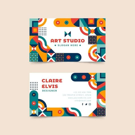 Flat mosaic horizontal business card tem... | Free Vector #Freepik #freevector #flat-mosaic #geometric-template #mosaic-pattern #mosaic Color Shapes Design, Abstract Logo Design Ideas, Geometric Business Card, Business Cards Designs, Beautiful Business Card, Logo Design Set, Desain Buklet, Banner Design Inspiration, Graphic Design Business Card