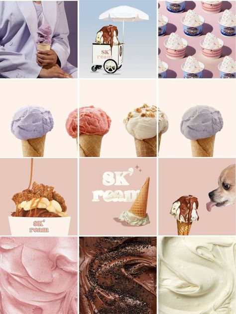 Social Media Design For Ice Cream | Helinmai Gelato Brands, Instagram Design Layout, Cookies Branding, Coffee Shop Branding, Instagram Branding Design, Instagram Feed Layout, Social Media Branding Design, Ice Cream Design, Ice Cream Brands