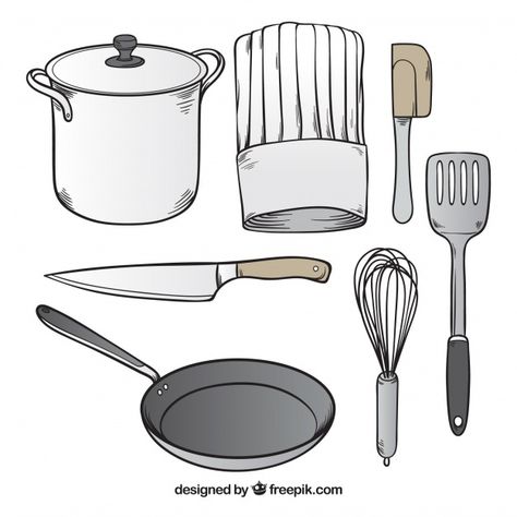 Chef Utensils, Kitchen Drawing, Food Poster Design, Food Poster, File Free, Graphic Resources, Hand Drawn, Vector Free, Chef