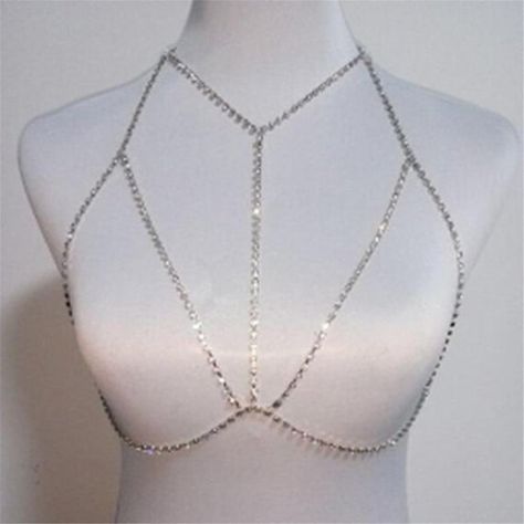 Chest Necklace, Chest Chain, Crystal Bra, Body Chain Harness, Chain Harness, Body Necklace, Chain Bra, Wedding Travel, Choker Jewelry