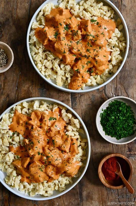 Hungarian Chicken Paprikash Paprikash Hungarian, Hungarian Paprikash, Hungarian Chicken Paprikash, Green Apple Salad, Hungarian Chicken, Chicken Paprika, Chicken Paprikash, European Dishes, Hungarian Food