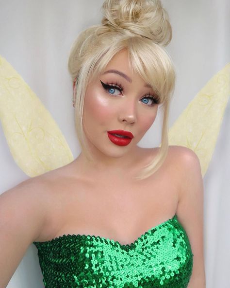 Tinkerbell Makeup, Tinkerbell Cosplay, Tinker Bell Cosplay, Tinker Bell Costume, Eye Makeup Styles, Face Makeup Tutorial, Halloween Costume Outfits, Halloween Photoshoot, Crazy Makeup