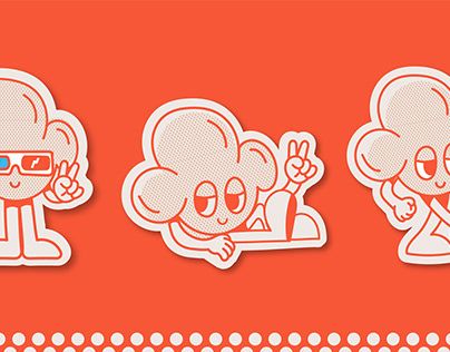 Popcorn Character Design, Popcorn Logo Design, Popcorn Character, Popcorn Illustration, Popcorn Graphic, Popcorn Logo, Retro Popcorn, Movie App, Character Graphic