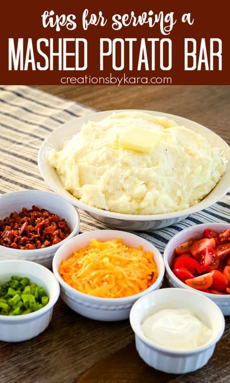 Mashed Potato Party, Mashed Potato Board, Potato’s For A Crowd, Crockpot Mashed Potato Bar, Mashed Potatoes Toppings, Party Potatoes Recipe For A Crowd, Mashed Potato Bar Party, Mashed Potato Bar Toppings, Mashed Potato Toppings