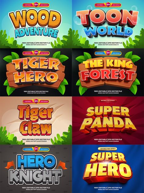 Cartoon Game Text Effect for Adobe Illustrator Text Effects Illustrator, Top Free Fonts, Text Games, Game Font, Poster Text, Holi Photo, Lettering Inspiration, Hand Lettering Inspiration, Creative Fonts