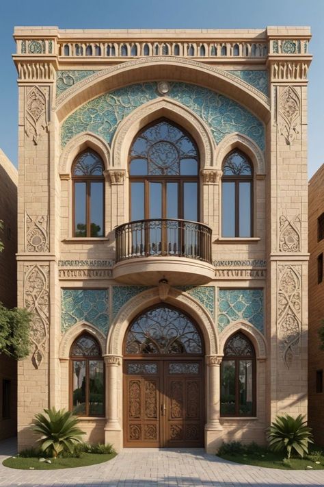 Moroccan House Exterior Design, Arabic House Design Exterior, Arab House Design, Moroccan House Exterior, Islamic Architecture House, Arabic House Design, Latest Gate Design, Retail Store Interior Design, Architecture Elevation