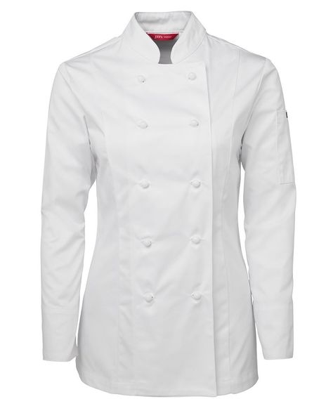 Code: 5CJ1 Name: LADIES L/S CHEF'S JACKET 5CJ1 Size: 06|08|10|12|14|14|18|20|22|24 Available Colours: White Description: Enjoy the traditional style, cut to a l Chef Jackets Women, Chefs Jacket, Women's Chef Jacket, Corporate Shirts, Chef Jackets, Chef Pants, Chef Wear, Lady L, Casual Dining