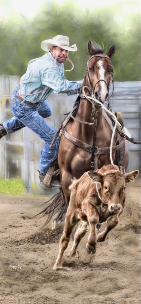 Cowboys And Horses, Rodeo Arena, Roping Horse, Horse Senior Pictures, Painting Horses, Cowboy Lifestyle, Calf Roping, Happy Horse, Rodeo Time