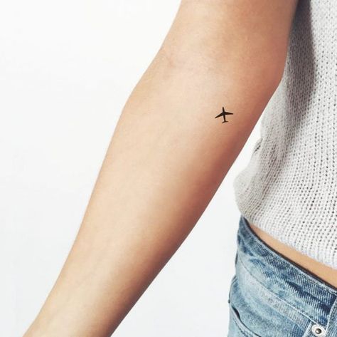 Skydiving Tattoo Small, Airplain Tattoo, Tiny Airplane Tattoo, Best Places For Tattoos, Number 4 Tattoo, Flight Tattoo, Airplane Tattoo, Plane Tattoo, Places For Tattoos