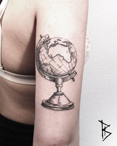 Für Reisefreunde – Der Globus - Tattoo Spirit Globe Tattoo Design, Globe Tattoo, Places To Get Tattoos, Travel Globe, Tattoo On, Tattoo Design, Globe, Tattoos, Travel