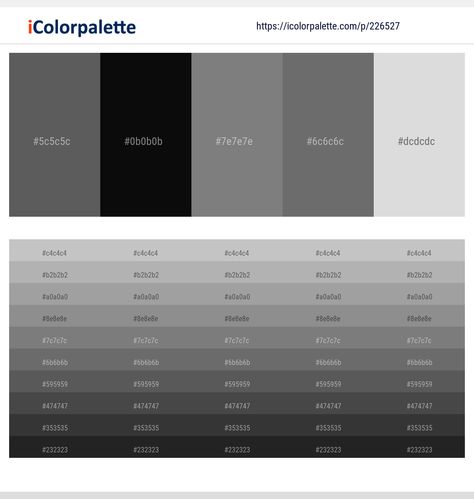 Colors included in this palette similar to Alto, Beige, Black, Black and Dim Gray, Black and Gainsboro, Black and Gray, Cod Gray, Dark Gray / smoked, Dim Gray, Dim Gray and Black, Dim Gray and Dim Gray, . Download color palette as Pdf, Adobe swatch and more. Grey Color Pallets, Color Mixing Guide, Beige Color Scheme, Bathroom Paint, Hex Color Palette, Dim Gray, Color Schemes Colour Palettes, Grey Color Palette, Color Palette Bright