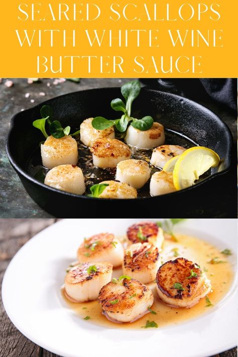 Sauce For Scallops, Scallops Recipes, Easy Scallop Recipes, Wine Butter Sauce, White Wine Butter Sauce, Chocoflan Recipe, White Wine Recipes, Scallop Pasta, Wine Butter