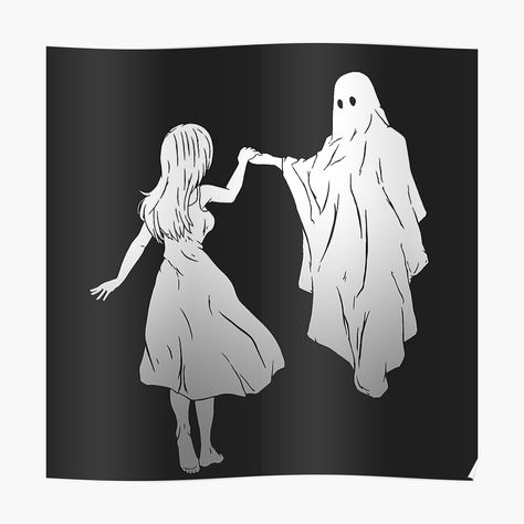 In Love With A Ghost Art, Dancing With A Ghost Drawing, Dancing With Your Ghost Drawing, Dance Anime Art, In Love With A Ghost, Dance With Ghost, Dancing With Your Ghost Aesthetic, Ghost Dancing Tattoo, Dancing With A Ghost